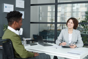 A direct sales applicant interviewing for a job